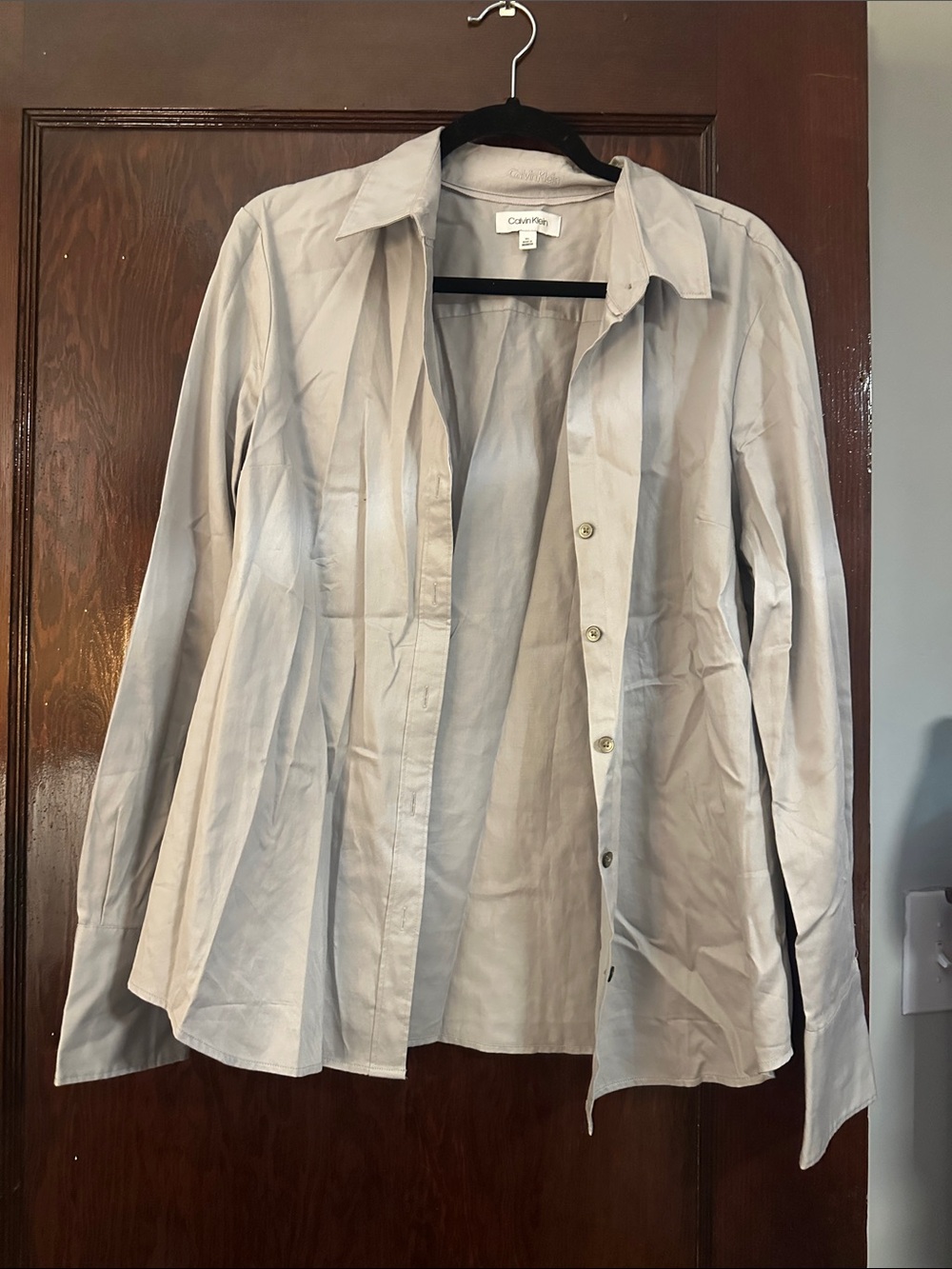 Calvin Klein Light Gray Long-Sleeve Button Shirt